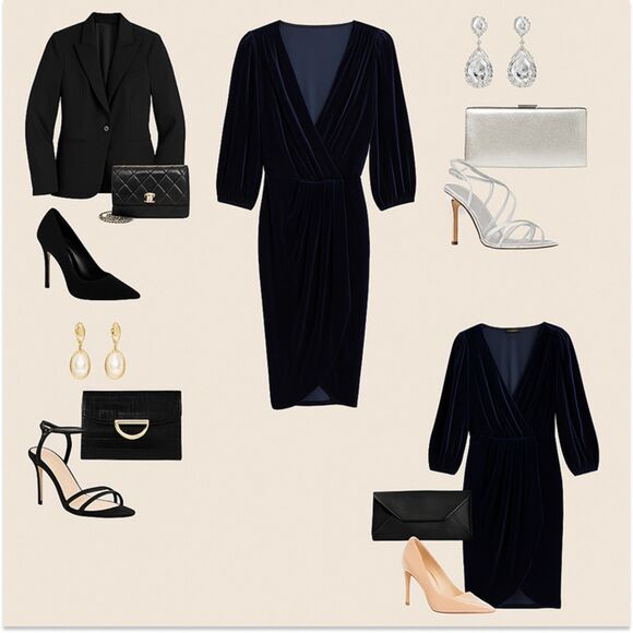 NWT Lucy Paris Blue Velvet Wrap Dress – Size Large, Very Flattering, Midi Skirt - Picture 5 of 7